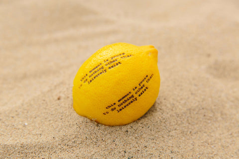 Lemon with haiku laser engraved on it